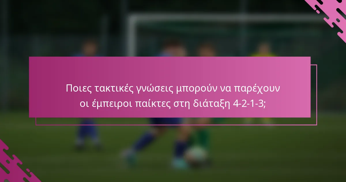 Ποιες τακτικές γνώσεις μπορούν να παρέχουν οι έμπειροι παίκτες στη διάταξη 4-2-1-3;